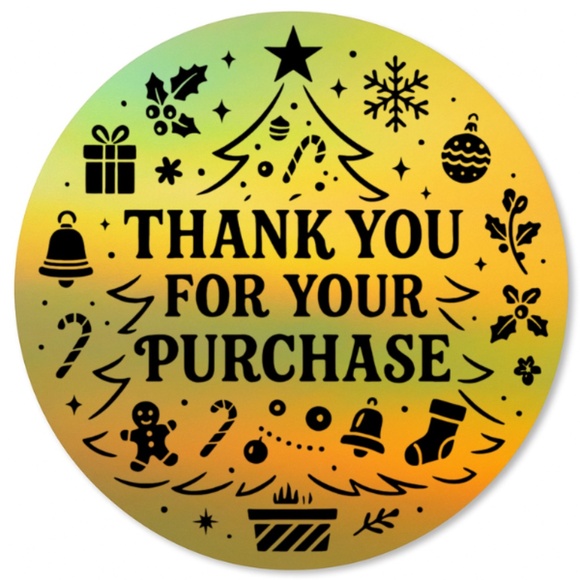 Thank You For Your Purchase Christmas Stickers 2" ROUND LABEL NEW - Picture 3 of 10